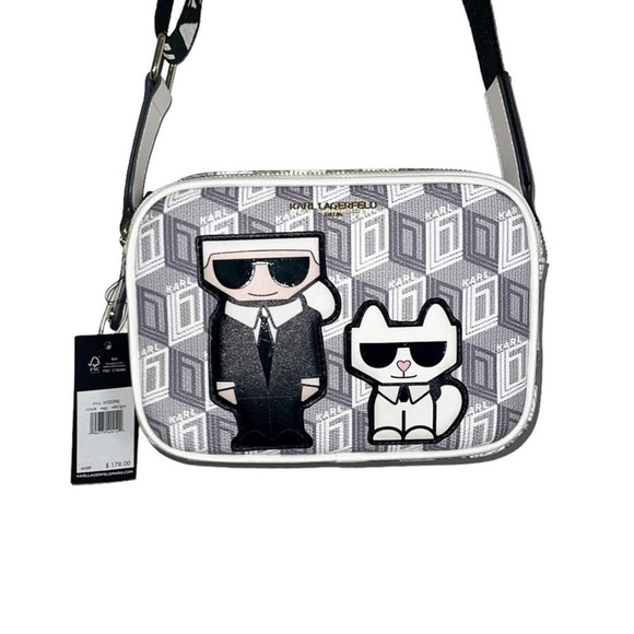 Karl Lagerfeld Dog & Karl Sunglasses Logo Crossbody Shoulder Bag Purse NWTS